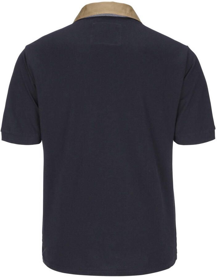 Jan Vanderstorm loose fit polo Plus Size JOAKIM met printopdruk donkerblauw