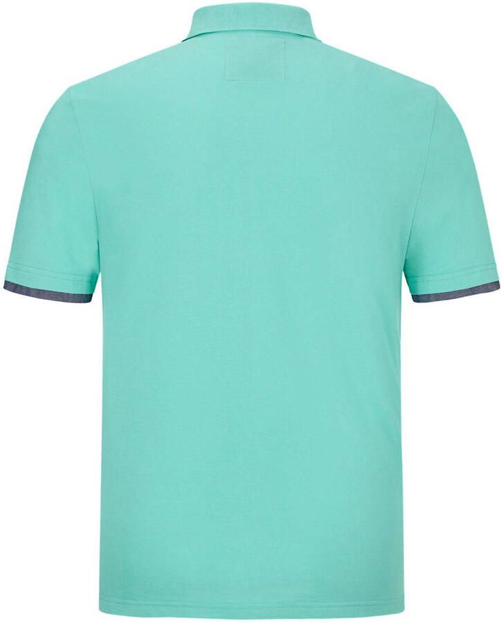 Jan Vanderstorm loose fit polo Plus Size MELKER met contrastbies turquoise - Foto 2