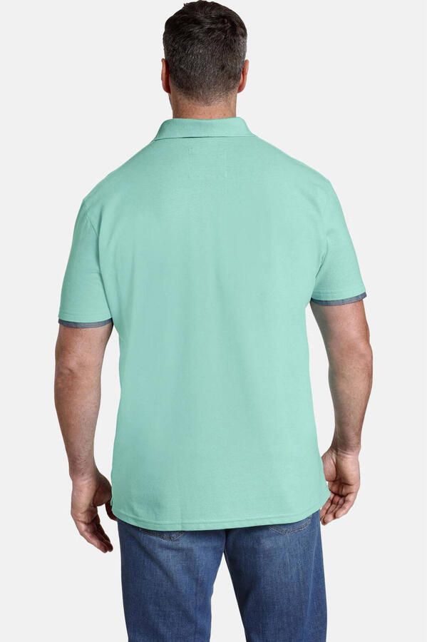 Jan Vanderstorm loose fit polo Plus Size MELKER met contrastbies turquoise - Foto 3