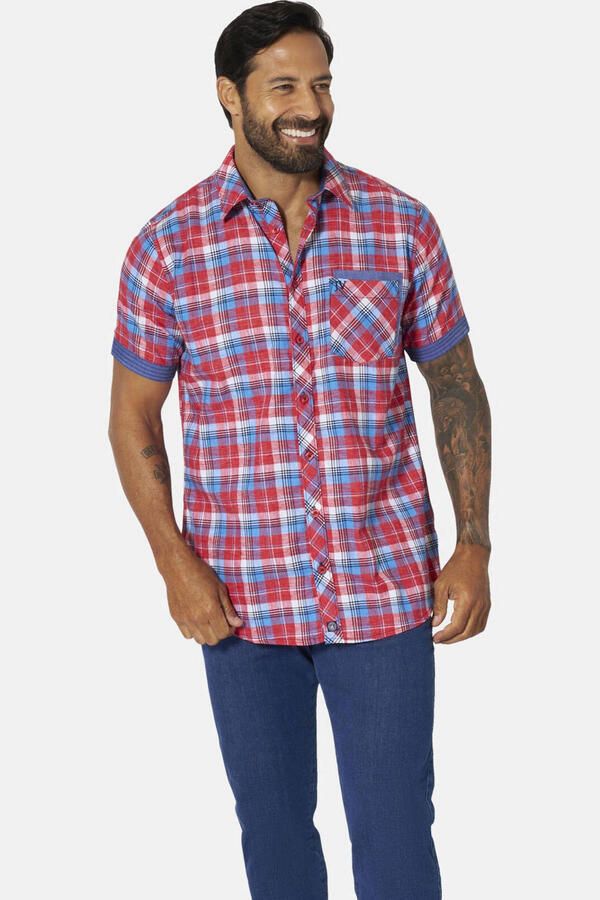 Jan Vanderstorm loose geruit casual overhemd HAAKER Plus Size rood