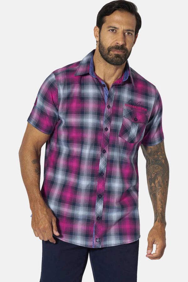 Jan Vanderstorm loose geruit casual overhemd Plus Size roze
