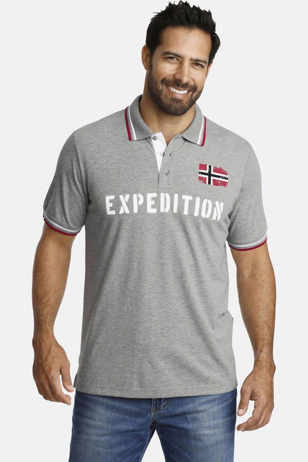 Jan Vanderstorm loose fit polo (set van 2) Plus Size JOHAN met contrastbies grijs wit (set van 2)
