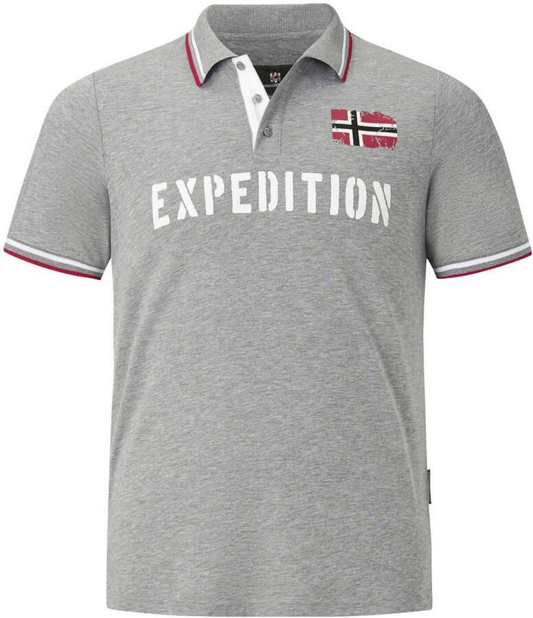 Jan Vanderstorm loose fit polo (set van 2) Plus Size JOHAN met contrastbies grijs wit (set van 2)