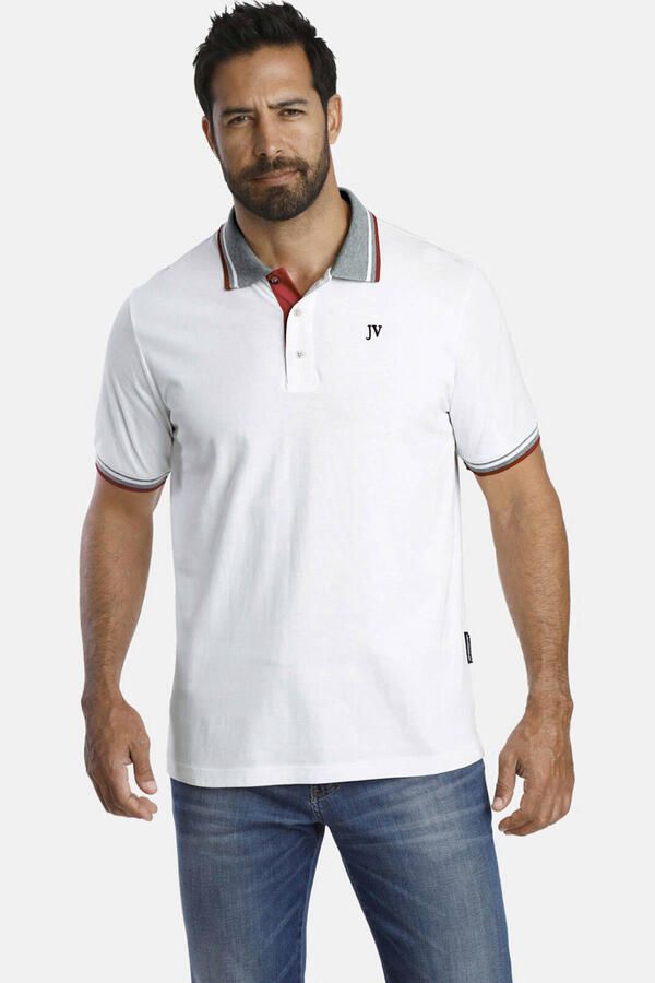 Jan Vanderstorm loose fit polo (set van 2) Plus Size JOHAN met contrastbies grijs wit (set van 2) - Foto 3
