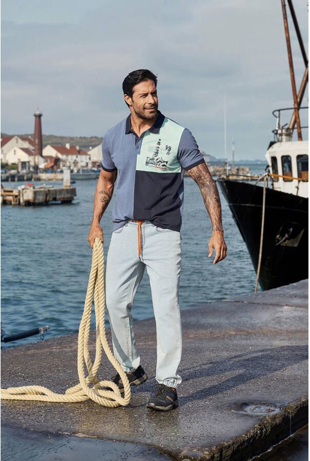 Jan Vanderstorm loose polo LARSDAL Plus Size blauw - Foto 2