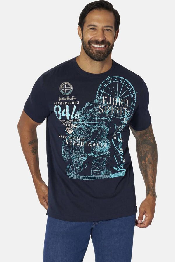 Jan Vanderstorm Loose T-shirt Plus Size DOMINIK. donkerblauw