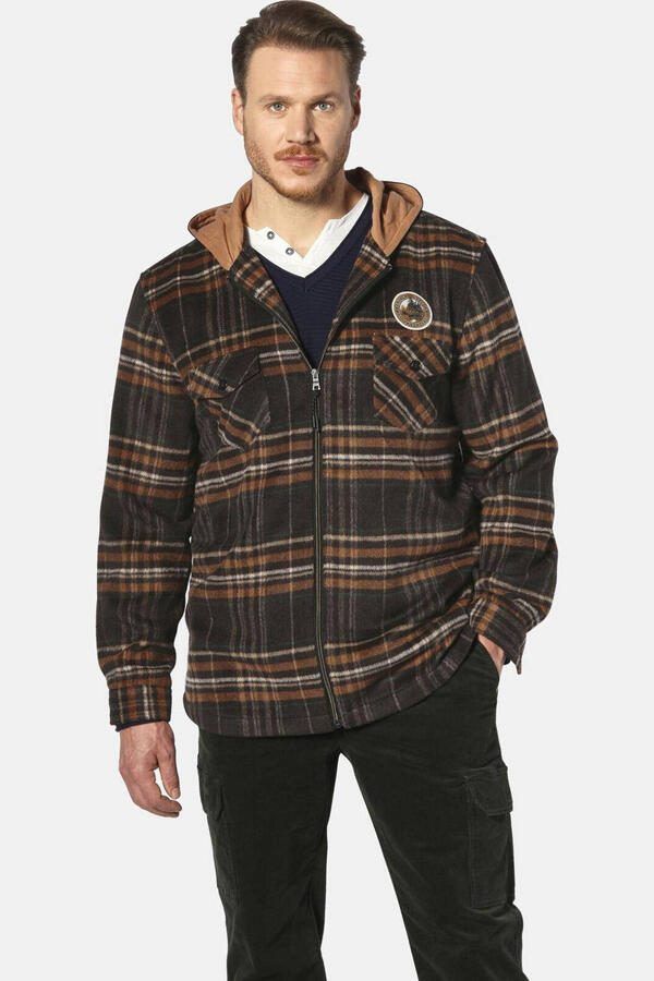 Jan Vanderstorm overshirt FAAPE Plus Size donkerblauw bruin