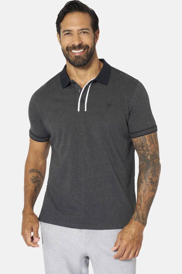 Jan Vanderstorm oversized polo Plus Size ISFRIED zilvergrijs
