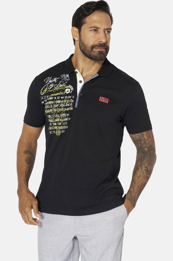Jan Vanderstorm oversized polo Plus Size JANO zwart