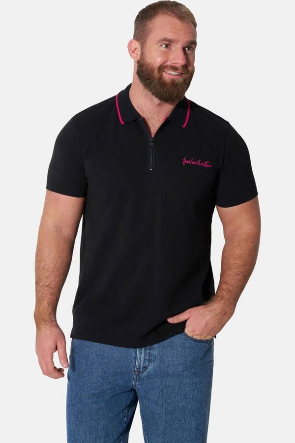 Jan Vanderstorm oversized polo Plus Size zwart