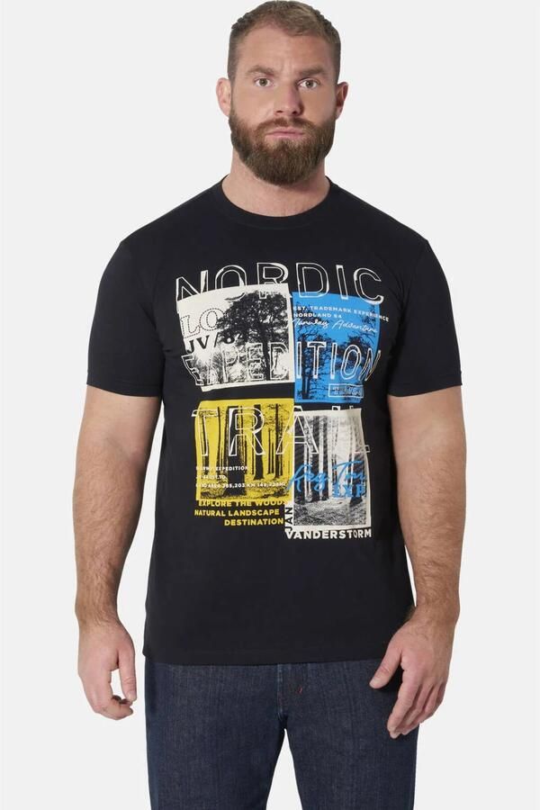 Jan Vanderstorm oversized T-shirt Plus Size met print zwart