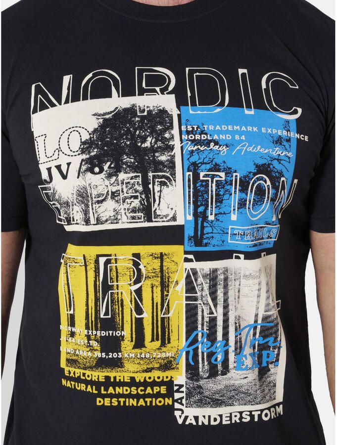 Jan Vanderstorm oversized T-shirt Plus Size met print zwart - Foto 2