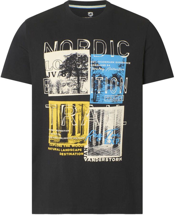 Jan Vanderstorm oversized T-shirt Plus Size met print zwart - Foto 2