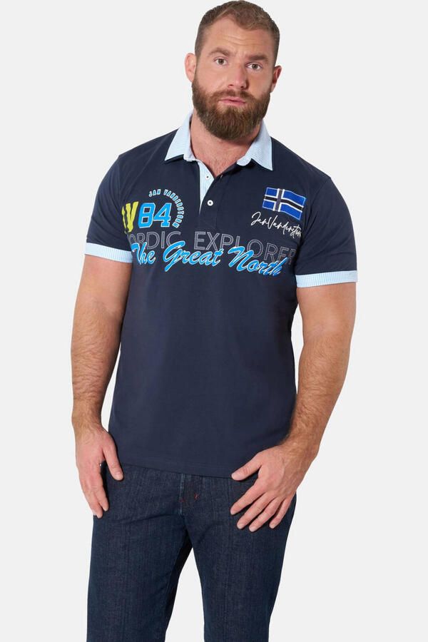 Jan Vanderstorm Plus Size polo donkerblauw