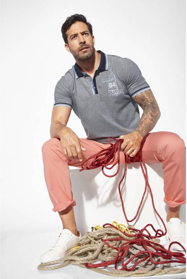 Jan Vanderstorm polo HERFINN Plus Size grijsblauw - Foto 2