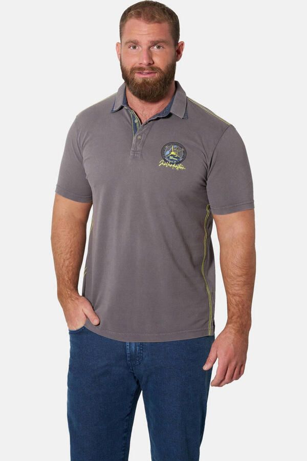 Jan Vanderstorm regular fit polo +FIT Collectie Plus Size grijs