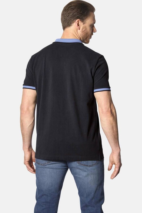 Jan Vanderstorm regular fit polo LAVRANS Plus Size met contrastbies zwart - Foto 2