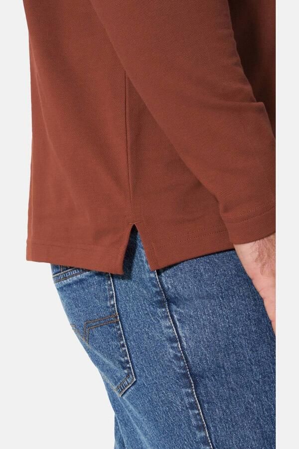 Jan Vanderstorm regular fit polo met borduursels en print Plus Size donkerrood - Foto 3