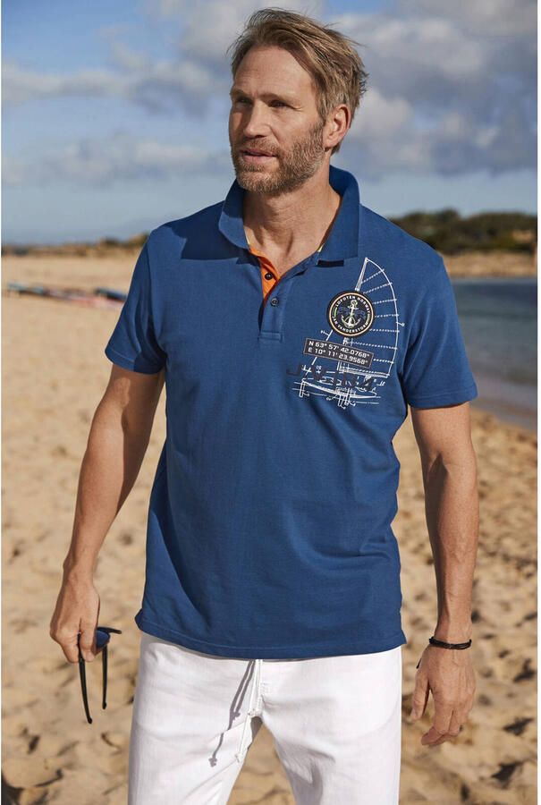 Jan Vanderstorm regular fit polo NICCO Plus Size met printopdruk blauw - Foto 2
