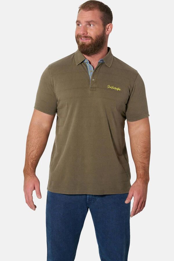 Jan Vanderstorm regular fit polo Plus Size olijfgroen