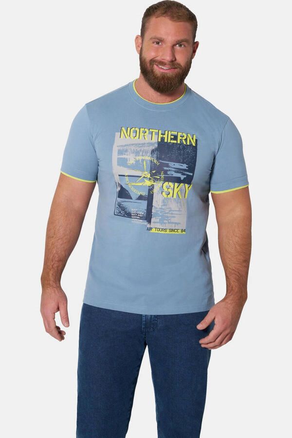 Jan Vanderstorm regular fit T-shirt Plus Size met print blauw