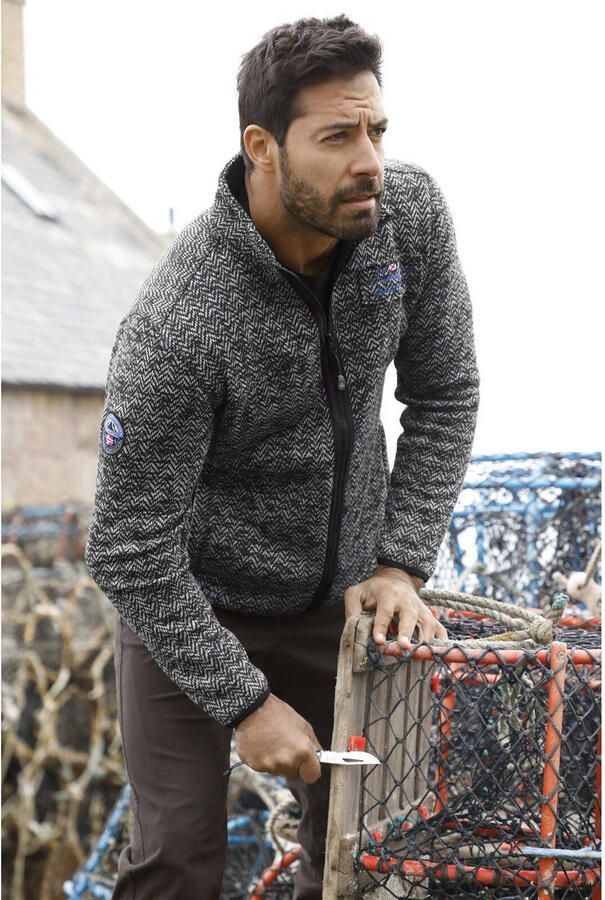 Jan Vanderstorm regular fit vest Plus Size Kolmund met all over print zwart - Foto 2