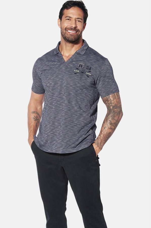 Jan Vanderstorm regular polo GISTUR Plus Size donkerblauw