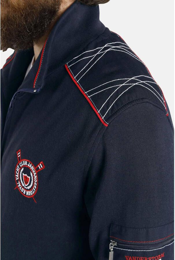 Jan Vanderstorm sweatvest ATLI Plus Size met printopdruk donkerblauw
