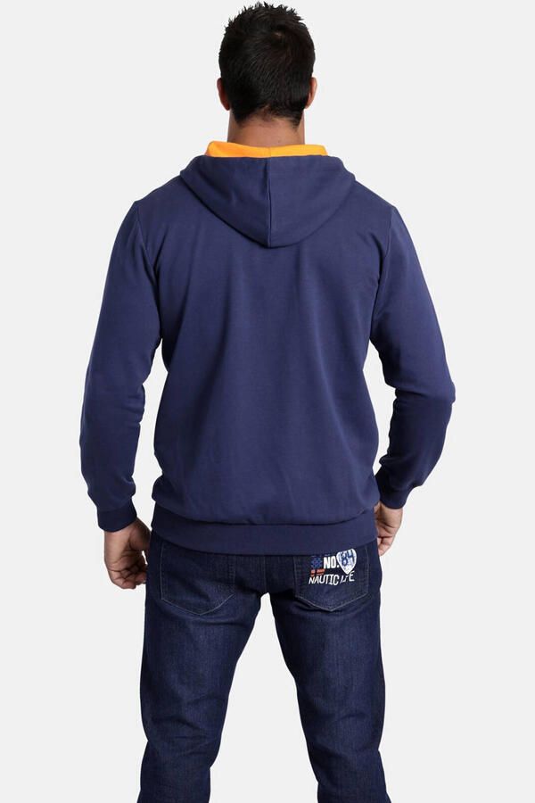 Jan Vanderstorm sweatvest RODERICH Plus Size met contrastbies donkerblauw