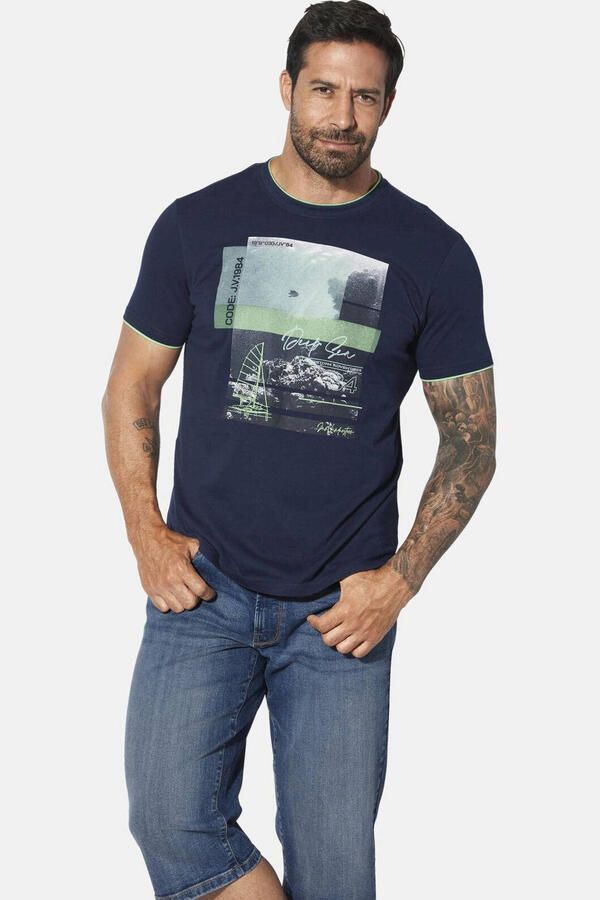 Jan Vanderstorm T-shirt HAKEJAN Plus Size donkerblauw