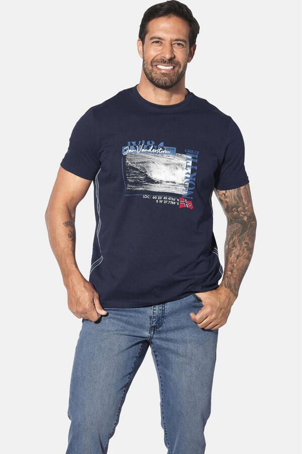 Jan Vanderstorm T-shirt Plus Size PITTER donkerblauw