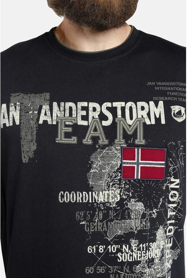 Jan Vanderstorm oversized fit T-shirt Plus Size Solve met printopdruk donkerblauw - Foto 2