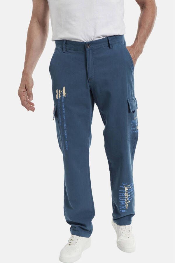 Jan Vanderstorm loose fit broek MACHA Plus Size met printopdruk blauw