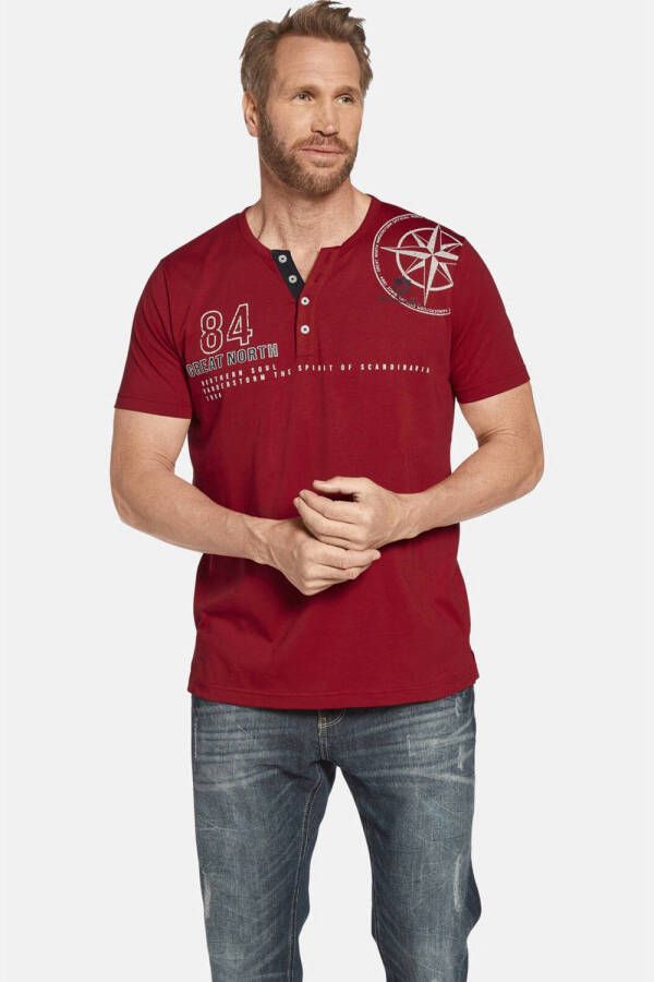 Jan Vanderstorm oversized T-shirt LINDARD Plus Size met printopdruk rood