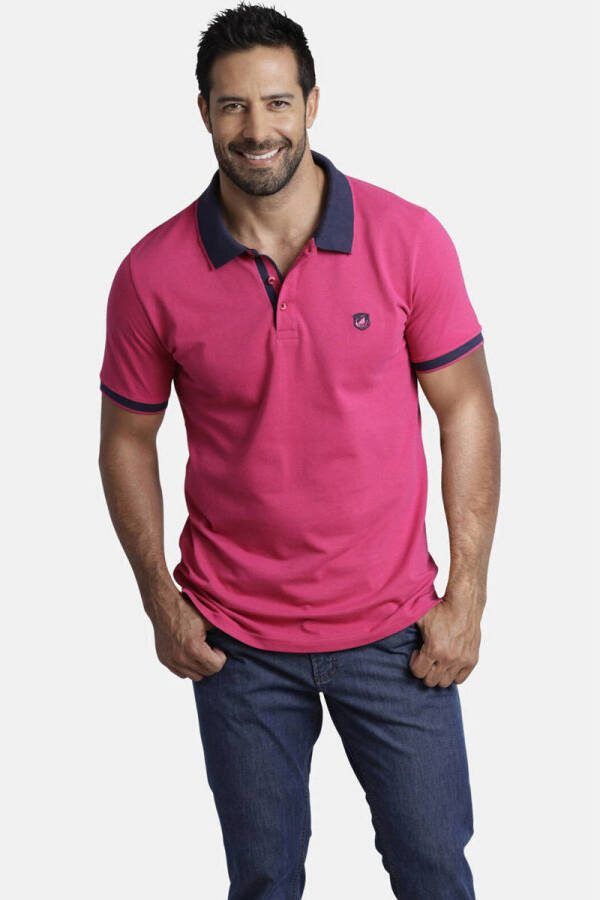 Jan Vanderstorm polo LAVRANS Plus Size met contrastbies roze