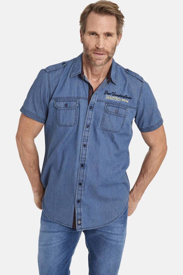 Jan Vanderstorm regular fit denim overhemd LORENSIUS Plus Size lichtblauw
