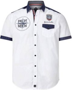 Jan Vanderstorm regular fit overhemd ASSAR Plus Size met printopdruk wit