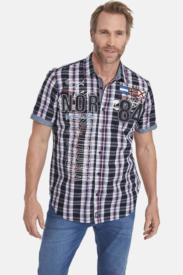 Jan Vanderstorm regular fit overhemd JAMO Plus Size donkerblauw