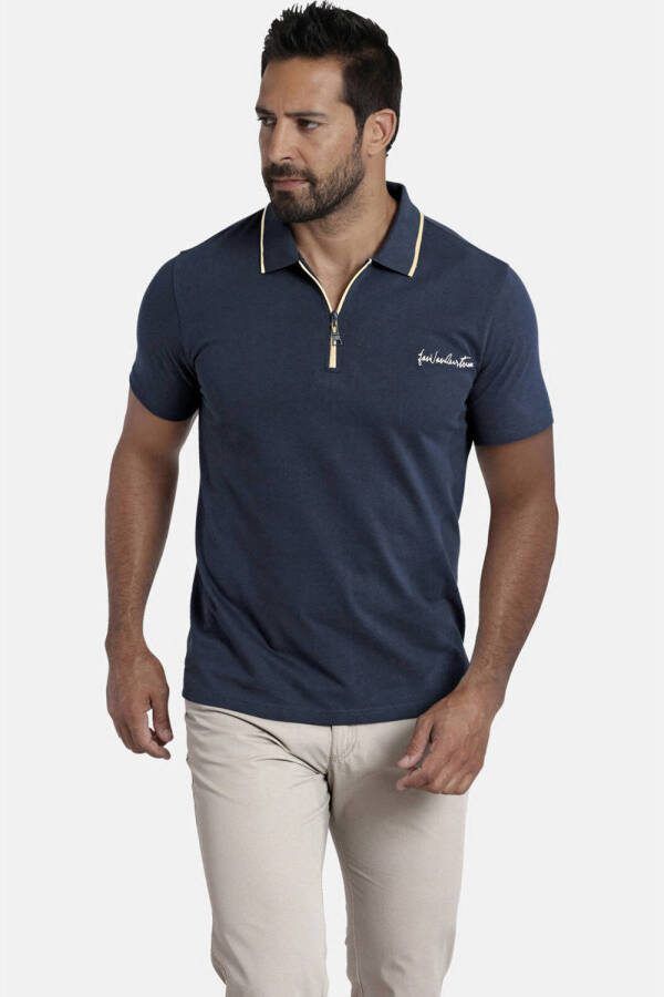 Jan Vanderstorm regular fit polo JOHAR Plus Size donkerblauw