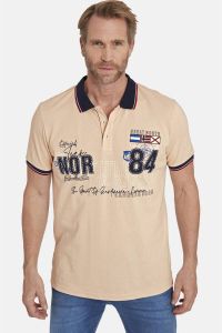 Jan Vanderstorm regular fit polo SAMU Plus Size met printopdruk beige