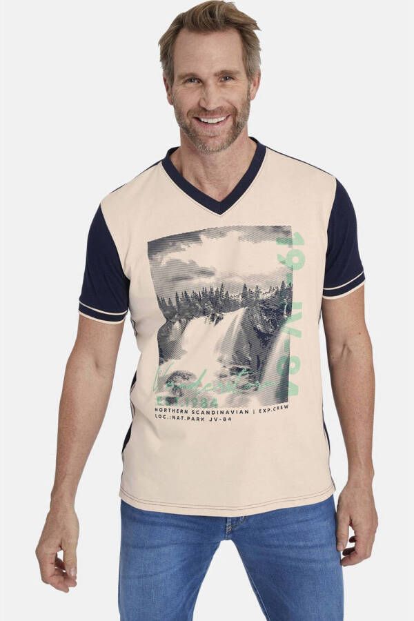 Jan Vanderstorm regular fit T-shirt KISPING Plus Size met printopdruk wit