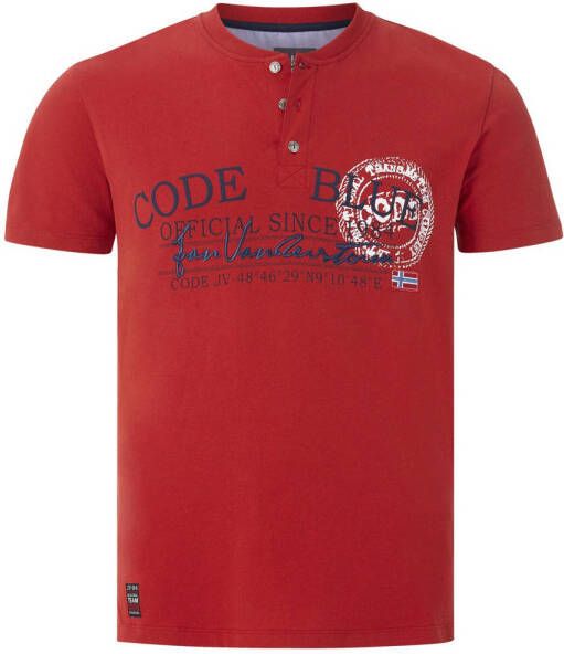 Jan Vanderstorm regular fit T-shirt KRISTER Plus Size met printopdruk rood