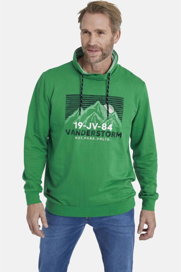 Jan Vanderstorm sweater ANJE Plus Size met printopdruk groen