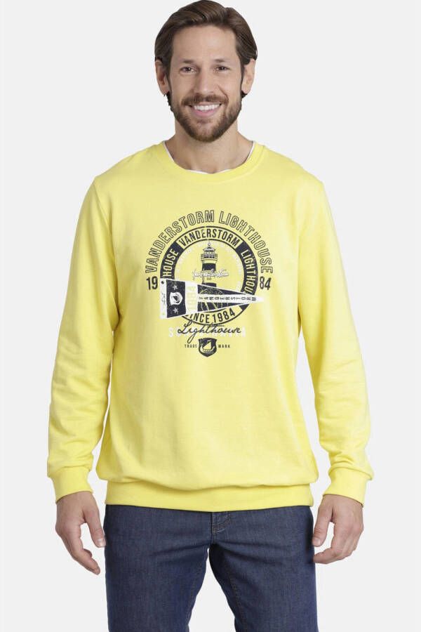 Jan Vanderstorm sweater DYRIK Plus Size met printopdruk geel