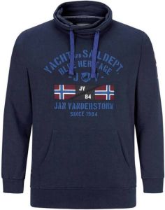 Jan Vanderstorm sweater Plus Size FAPI met printopdruk donkerblauw