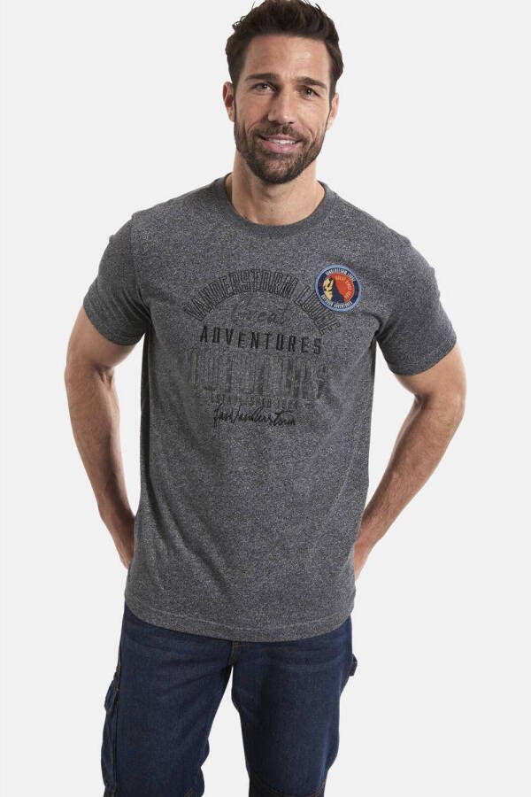Jan Vanderstorm T-shirt GAURI Plus Size met printopdruk donkergrijs melange