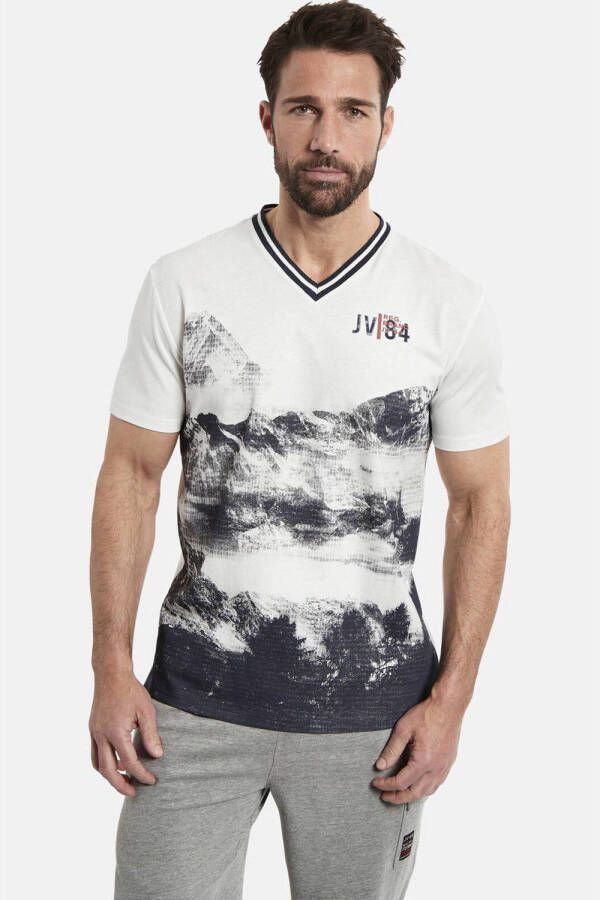 Jan Vanderstorm T-shirt JADON Plus Size met printopdruk wit