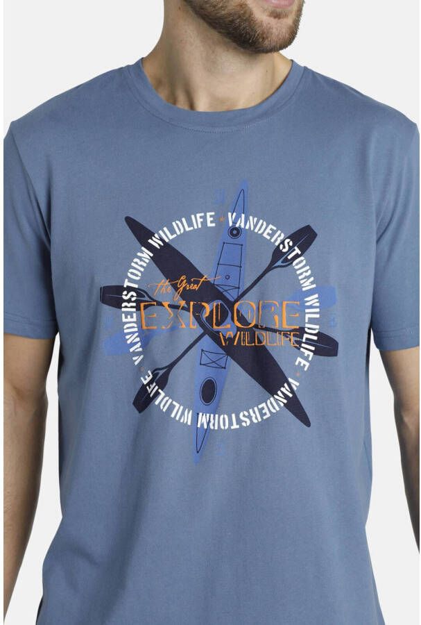 Jan Vanderstorm T-shirt KIRJANN Plus Size met printopdruk blauw