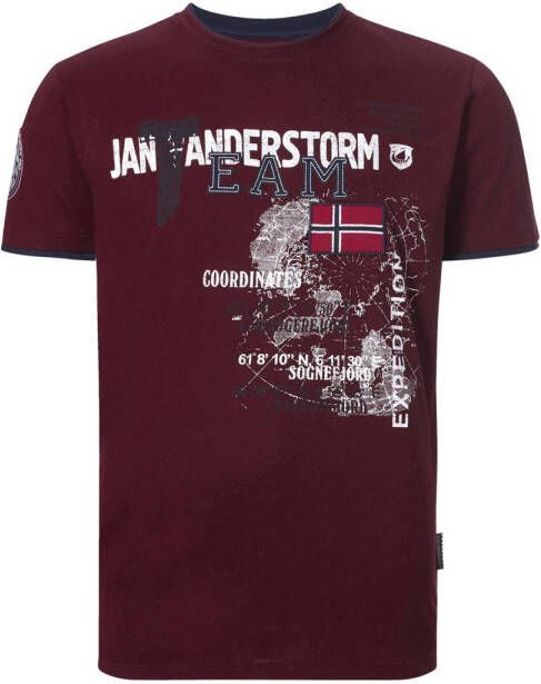 Jan Vanderstorm T-shirt SÖLVE Plus Size met printopdruk donkerrood