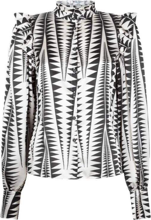 Jane Lushka blouse Kim van gerecycled polyester zwart wit